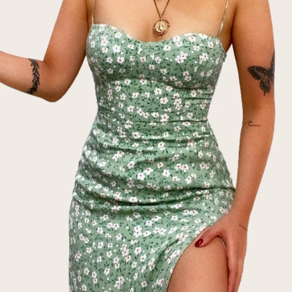 Sand Grey Florette Leaf Midi Dress main image 1